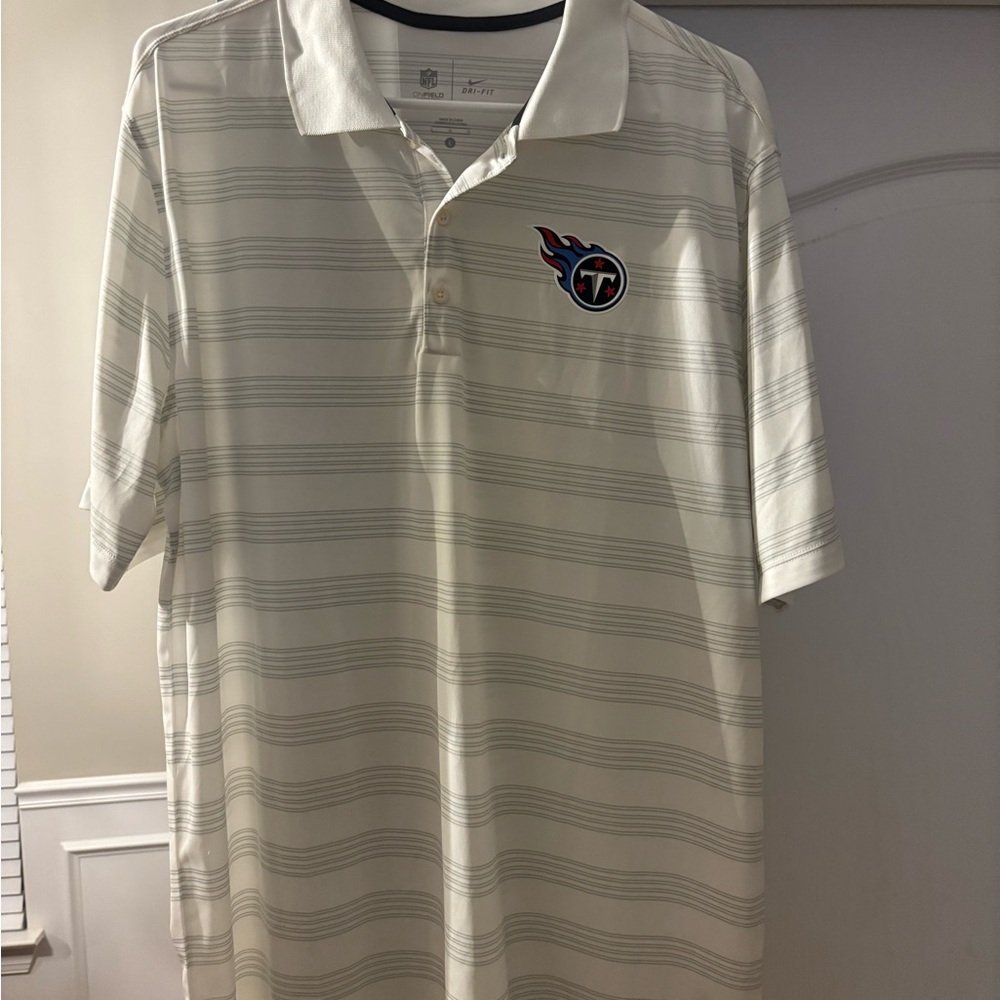 Tennessee Titans White Striped Polo Shirt